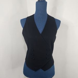 Tahari Black Double Breasted Wool Vest